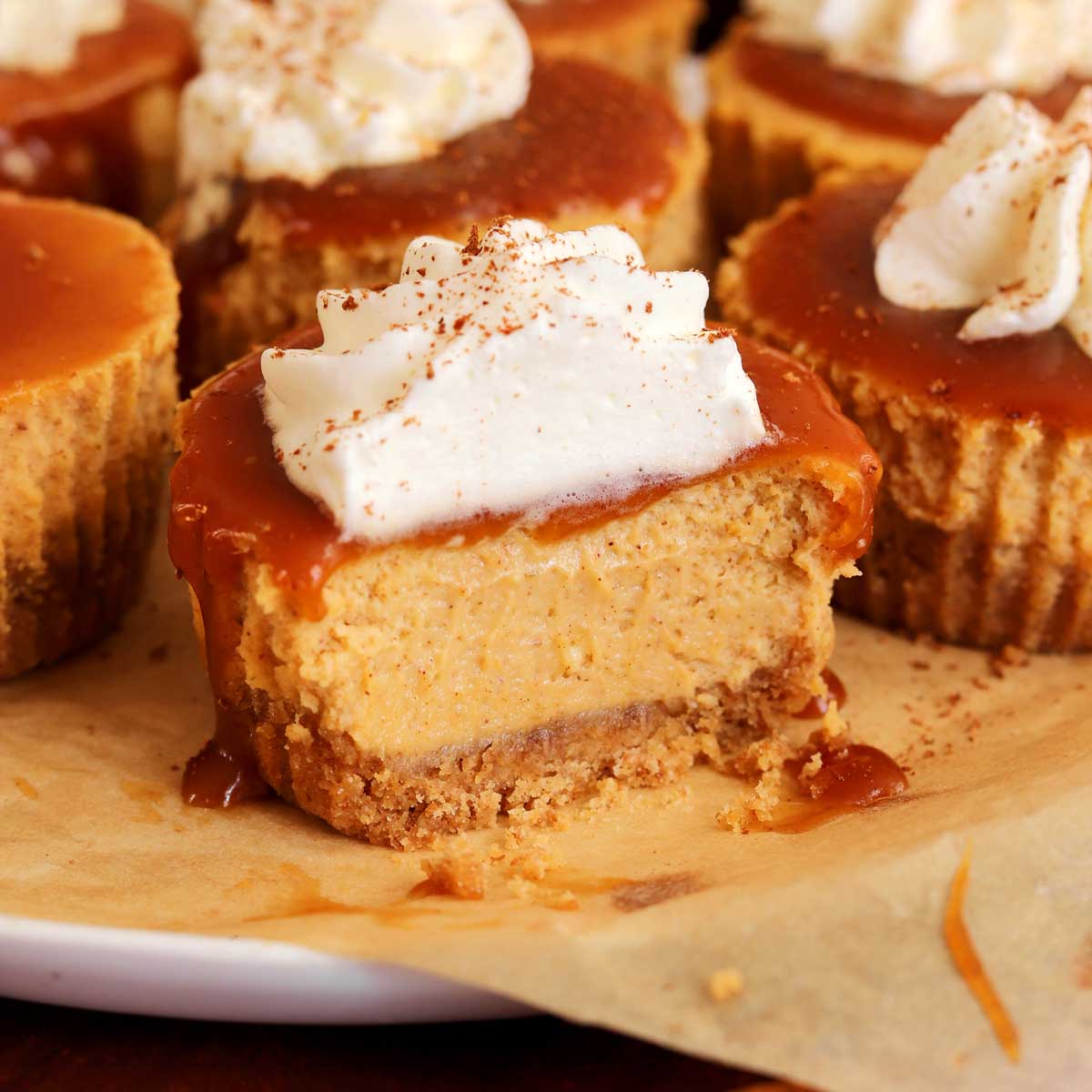 Mini Pumpkin Cheesecakes with Salted Caramel: Holiday Perfect